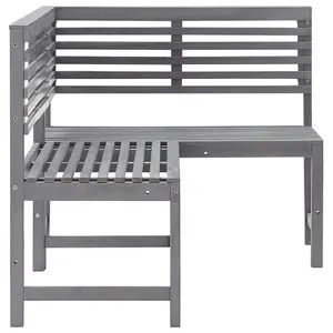 Berkfield Garden Corner Bench Grey 140 cm Solid Acacia Wood