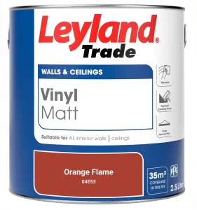 Leyland Trade Vinyl Matt Walls & Ceilings Emulsion Paint Orange Flame (04E53) 2.5L