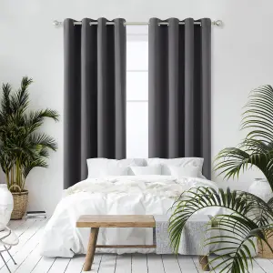 Deconovo Thermal Insulated Blackout Curtains Energy Saving Curtains Eyelet Blackout Curtains 52 x 95 Inch Dark Grey 2 Panels