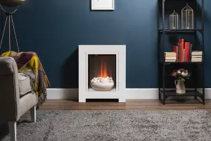 Adam Monet Fireplace Suite in Pure White with Electric Fire, 23 Inch