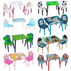 URBNLIVING 53cm Height Kids Wooden Table & 2 Chairs Princess Themed Toddlers Junior Play Desk Set