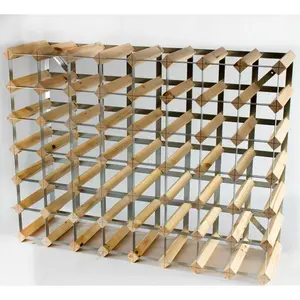 Liddle 56 Bottle Wine Rack Natural Pine / Galvanised Steel