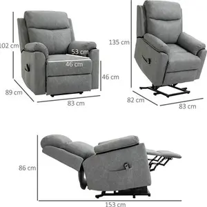 Portland Grey Faux Leather Electric Riser Recliner Chair With Remote