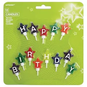 Amscan Star Happy Birthday Candles (Pack of 13) Multicoloured (One Size)