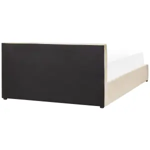 Velvet EU King Size Ottoman Bed Light Beige BOUSSE