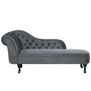 Left Hand Chaise Lounge Velvet Grey NIMES