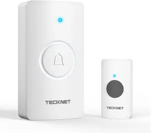 TECKNET Plug in Wireless Doorbell, IP65, 5-Level Volume, 60 chimes & LED Light, 4.5 Year battery life