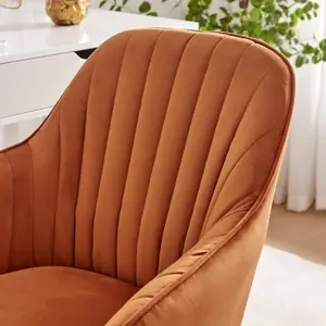 Furniturebox UK Booker Orange Velvet Office Chair