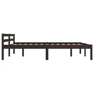 Berkfield Bed Frame Dark Brown Solid Pine Wood 160x200 cm