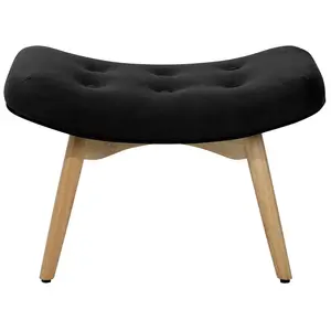 Wingback Chair VEJLE with Footstool Velvet Black