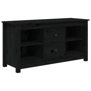 Berkfield TV Cabinet Black 103x36.5x52 cm Solid Wood Pine