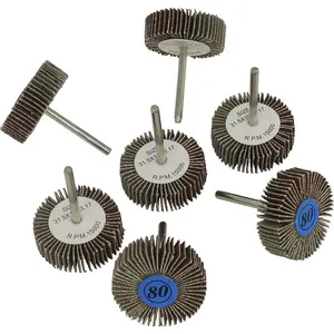 Versatile 7 Piece Rotary Tool Flap Wheel Set - 30mm Diameter with 60 & 80 Grit Wheels