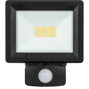 Luceco Essence 20W PIR Floodlight with Ball Joint and 1M Cable Black