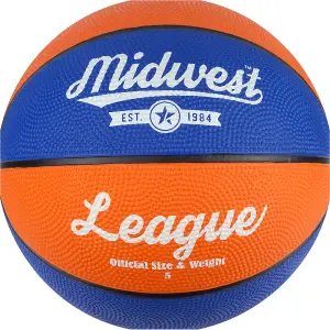 Size 5 Blue & Orange League Basketball Ball - High Grip Rubber Durable Outdoor