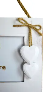 Nicola Spring Rustic White Hearts 3 Photo Frame - Wooden Landscape Wall Collage Picture Display Frames - 6 x 4"