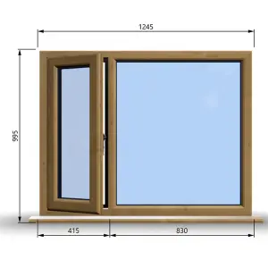 1245mm (W) x 995mm (H) Wooden Stormproof Window - 1/3 Left Opening Window - Toughened Safety Glass