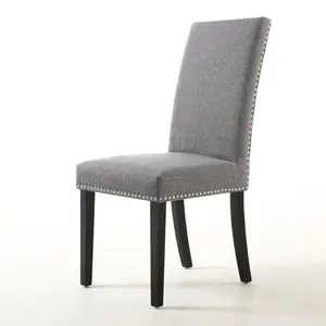 Richard Upholstered Dining Chair (Set of 2) Steel Grey Linen Effect / Black