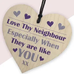 Red Ocean Neighbour Thank You Wooden Heart - Love Thy Neighbour Gift - Best Neighbour Present