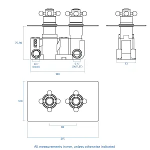 Nes Home Eliza Bathroom 2 Way Traditional Victorian Concealed Thermostatic Shower Valve Mixer