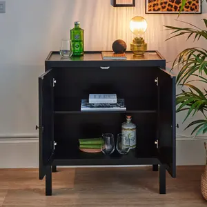 Olessja 2 Door Sideboard in Noir Black