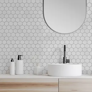 Wall Tile Hexagon 30.5x30.5cm White 5 Tiles Per Pack