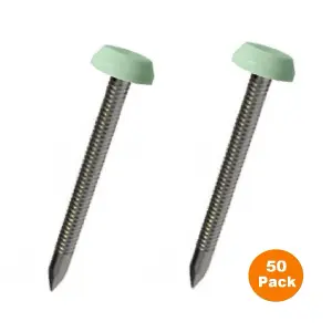 50 x Chartwell Green UPVC 40mm Poly Top Pins Plastic Headed Fascia Fixings