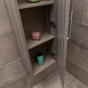 Novela Grey Wood Wall Mounted Bathroom Tall Storage Unit