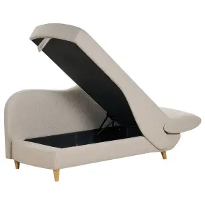 Right Hand Fabric Chaise Lounge with Storage Beige MERI II