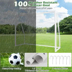 Costway All Weather Football Goal Football Training Net w/ UPVC Pipes