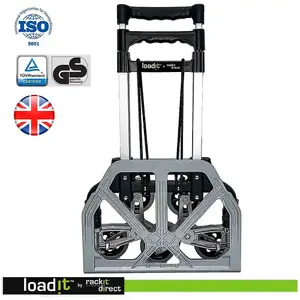 LoadIt 70KG Stair Climber Folding Trolley Sack Truck Barrow, Hand Truck, Bungee Cord, 6 Rubber Wheels ISO & TUV GS Certified.