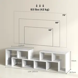 HOMCOM TV Unit for TVs up to 75 Inches, Free Combination TV Stand, White