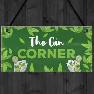 Red Ocean Funny Gin Gift Gin Corner Sign Home Bar Sign For Garden Summer House Gifts