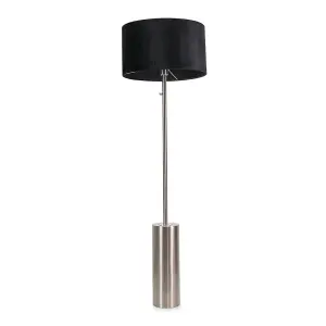 ValueLights Lexy Brushed Chrome Rotary Dimmer Switch Floor Lamp with Black Velvet Shade