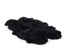 Uk Homeliving Black 4 Piece Longwool Genuine Sheepskin Rug