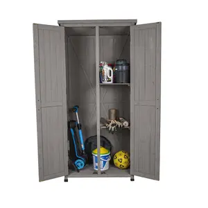 Tall Wooden Garden Storage Cabinet in Grey