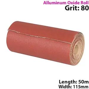 50m 80 Grit Aluminium Oxide Sand Paper Rolls Long Life Sanding Grinding Sheet