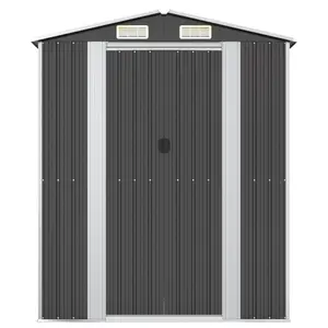 Alverda 192Cm W x 108Cm D Metal Apex Tool Shed Anthracite