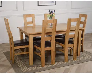 Oslo 150 x 90 cm Medium Oak Dining Table and 6 Chairs Dining Set with Yale Chairs