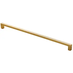 Square Block Pull Handle 330 x 10mm 320mm Fixing Centres Satin Brass