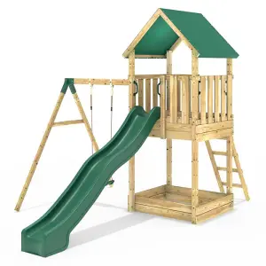 Rebo Modular Wooden Climbing Frame Adventure Playset - Swing Wychwood