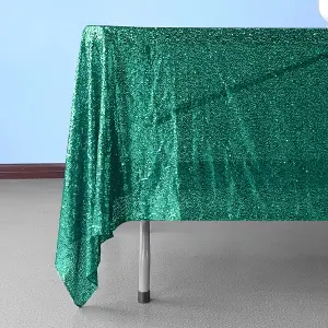 Neel Blue 70" x 70" Square Sequin Tablecloth, Emerald Green