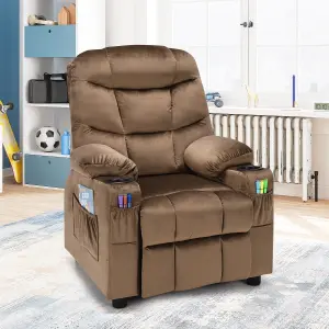 Costway Kids Recliner Chair Velvet Fabric Adjustable Sofa Chair Gaming Lounge Chair