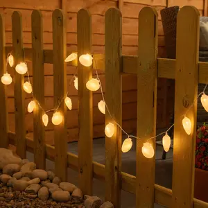 ValueLights Set of 20 White Seashell Outdoor Garden Solar String Lights