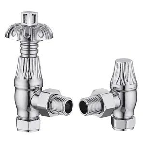 Pair of Chrome Metal Head Radiator Valves