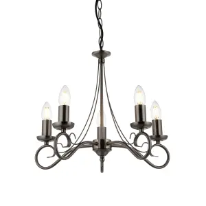 Anson Lighting Torno 5lt    Antique silver effect plate Pendant Multi arm lamp