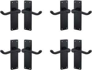 4 Pair of Victorian Scroll Matt Black Lever Latch Door Handles 150mm Long Golden Grace