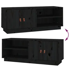 Berkfield TV Cabinet Black 105x34x40 cm Solid Wood Pine