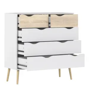 OSLO CHEST OF 5 DRAWERS WHITE OAK