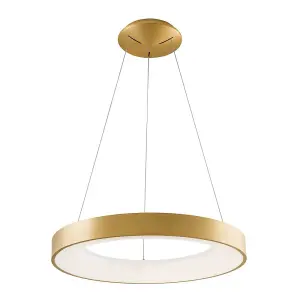 Luminosa Modern LED Hanging Pendant Brushed Gold, Warm White 3000K 2750lm