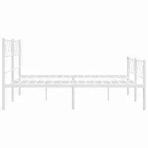 Berkfield Metal Bed Frame with Headboard and Footboard White 150x200 cm